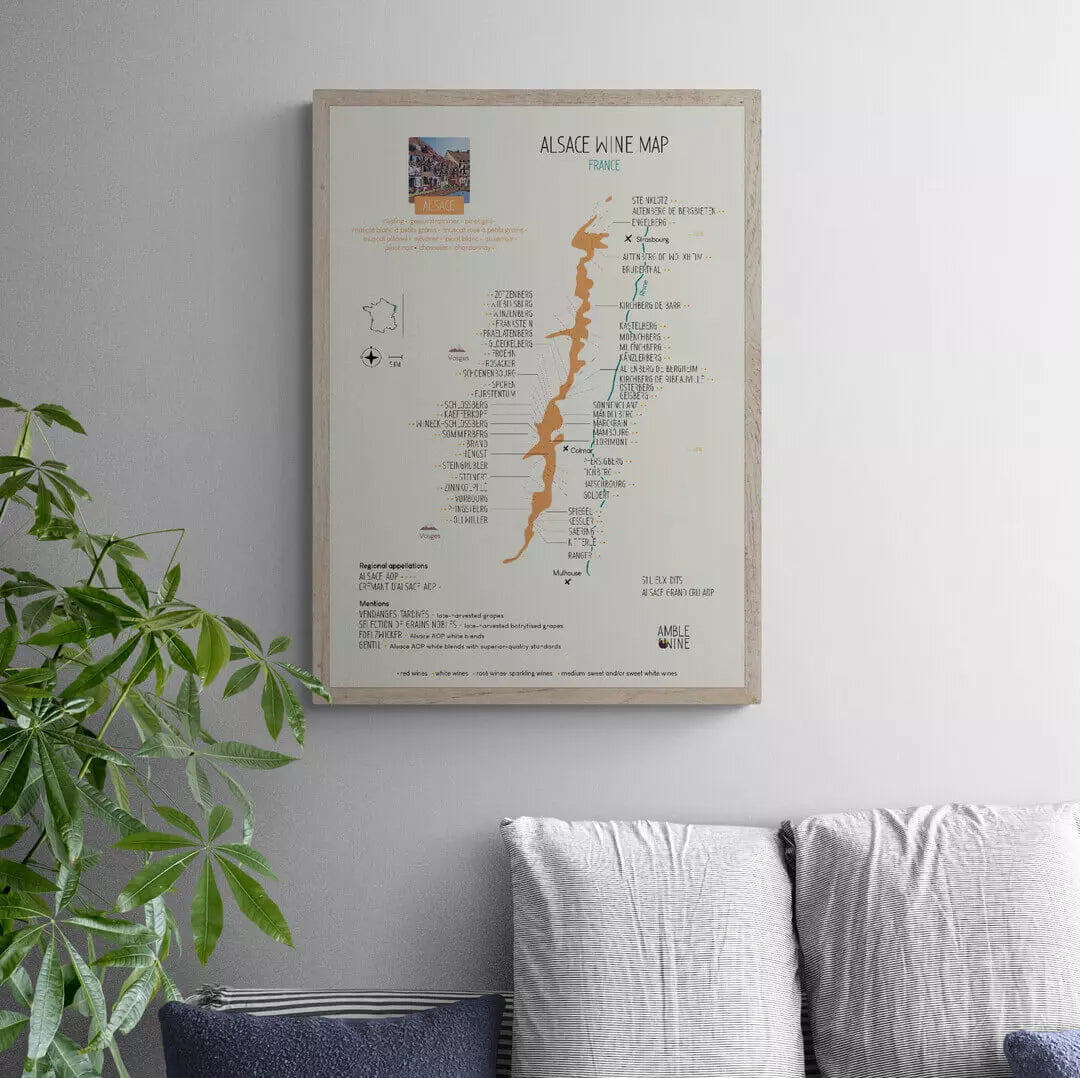 Alsace wine map poster vineyard amble wine