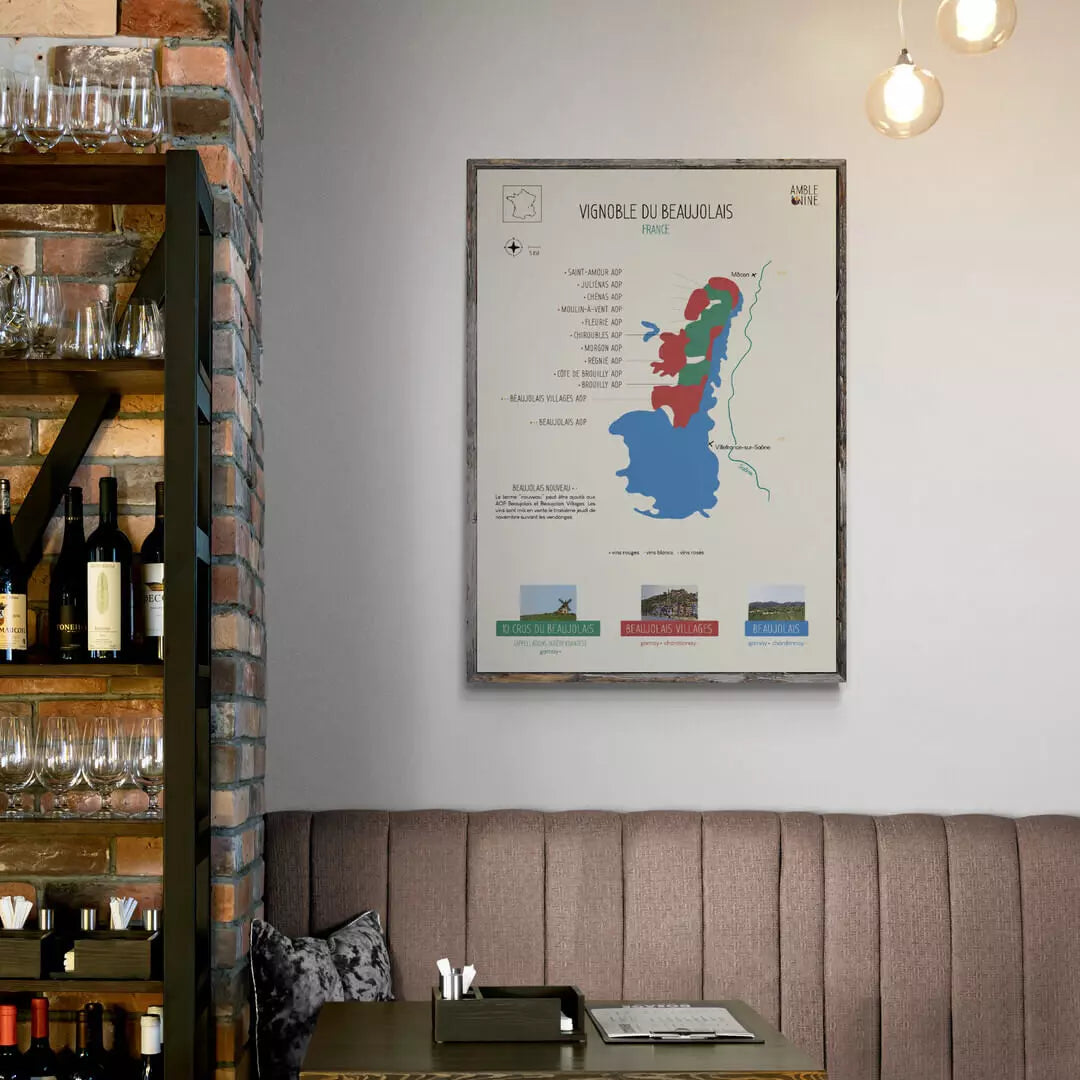 beaujolais affiche carte des vins vignoble france morgon saint amour beaujolais nouveau