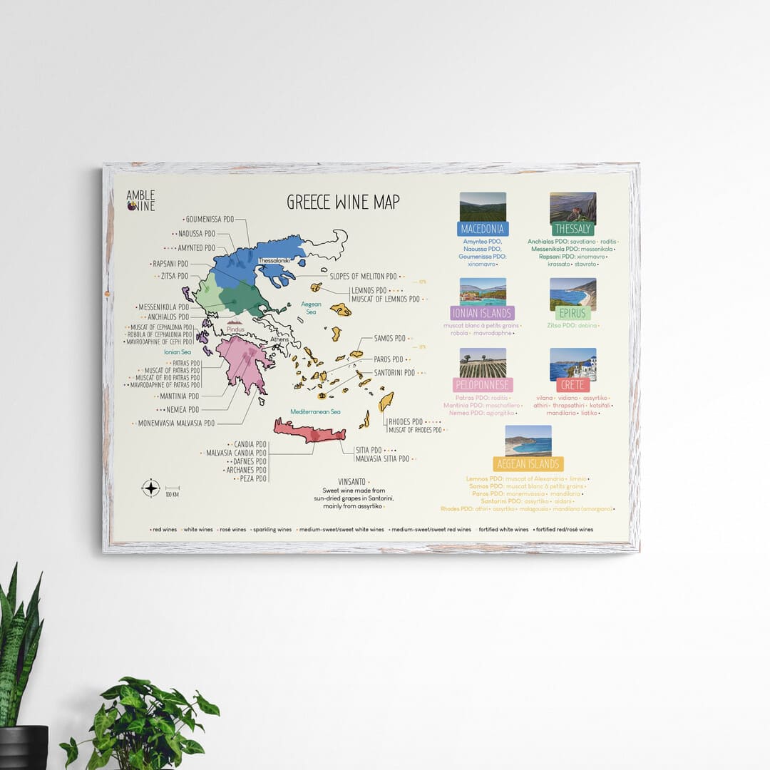 greece wine map poster amble wine epirus crete