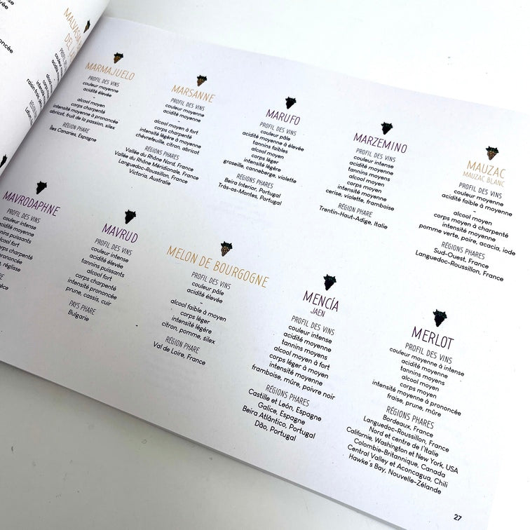 Amble Wine livres éducatifs cartes des vins cépages