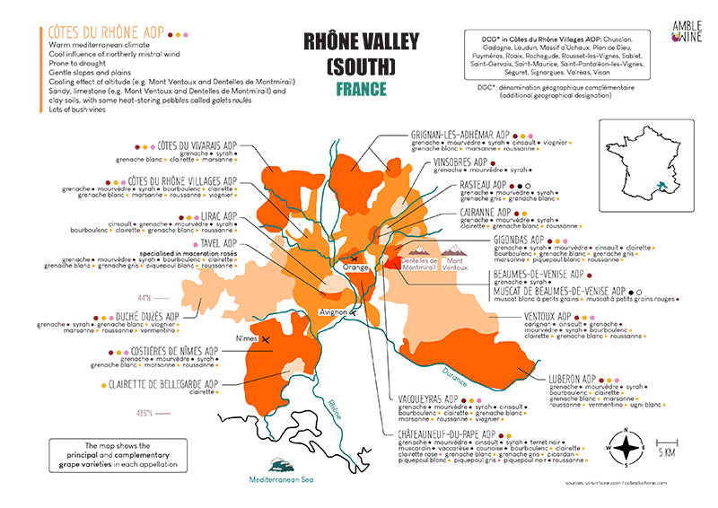 Carte des vins de la Vallée du Rhône Méridionale | Fichier ...