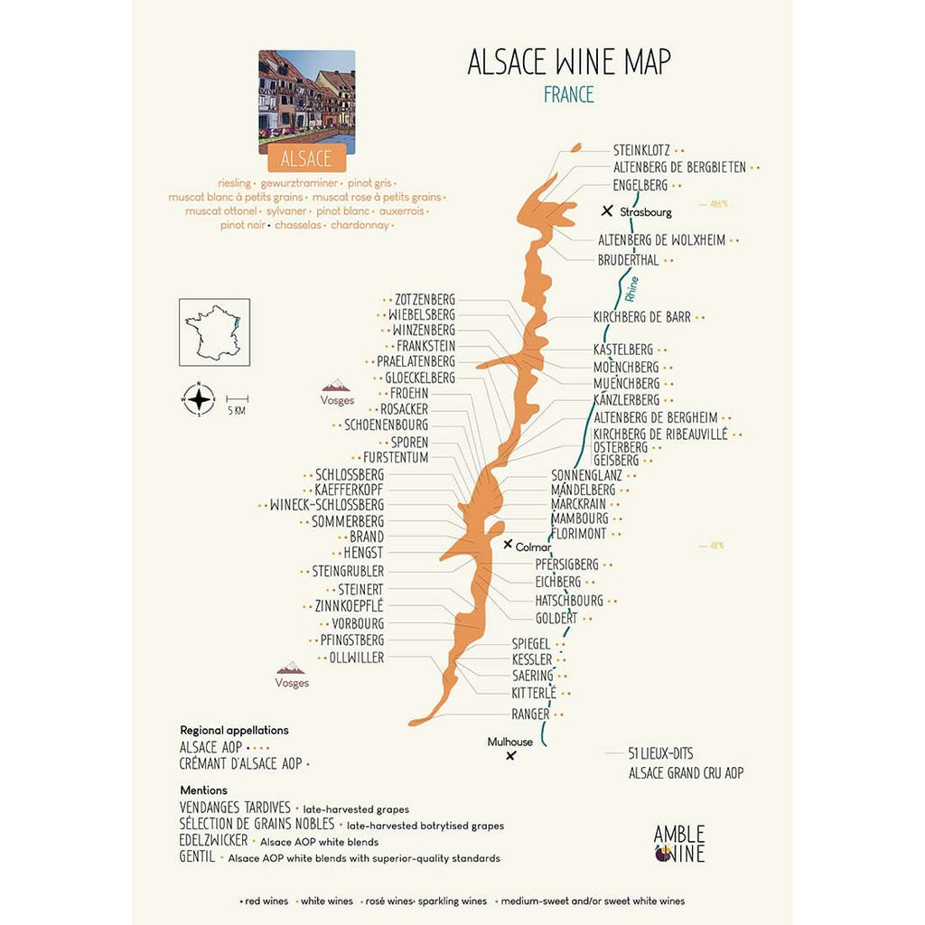 alsace wine map poster amble wine riesling