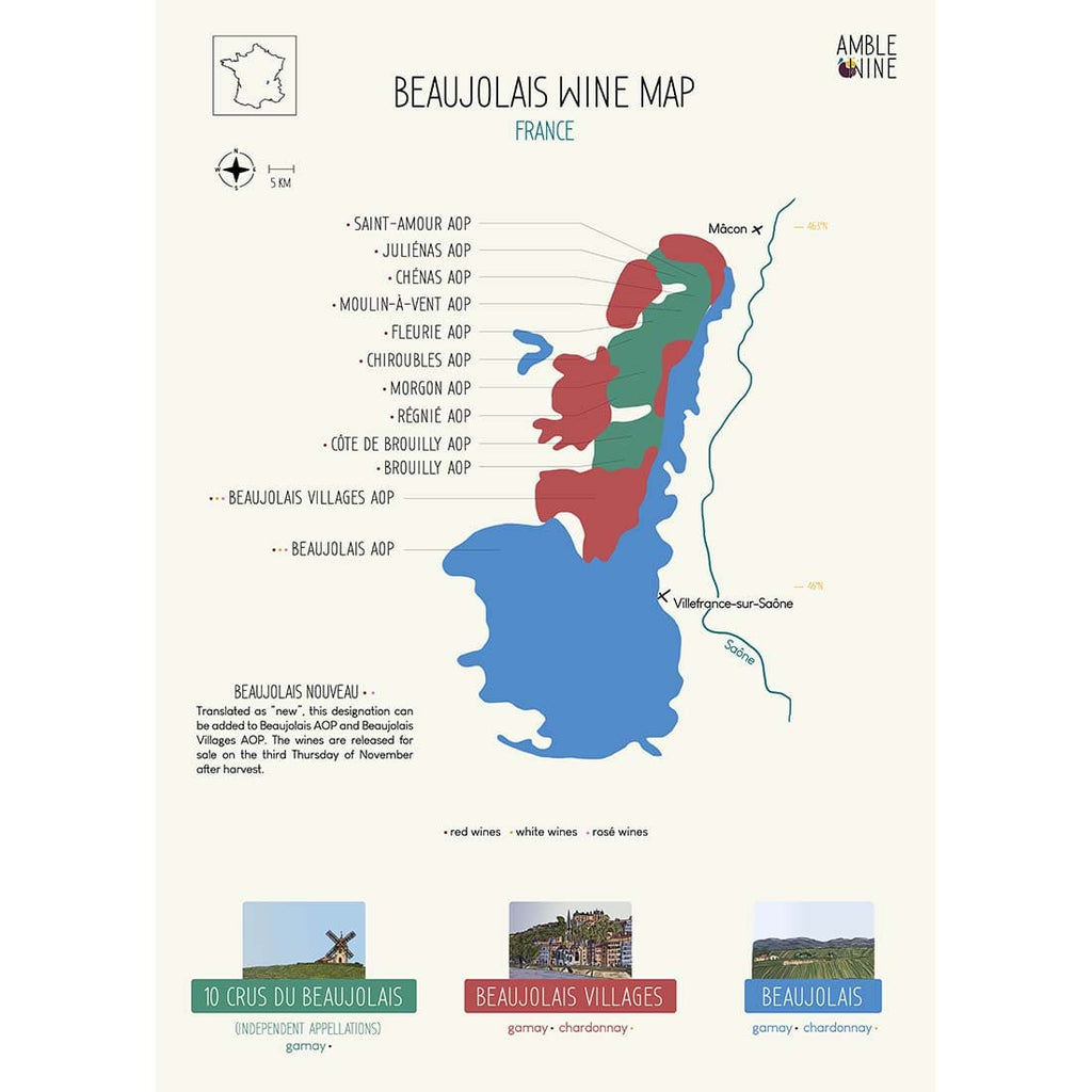 beaujolais wine map poster amble wine fleurie aop beaujolais nouveau
