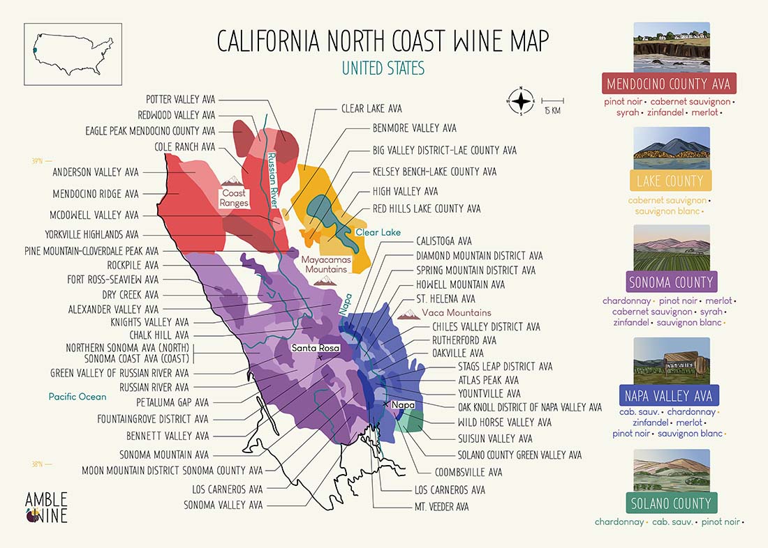 California North Coast wine map Amble Wine