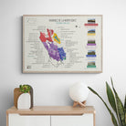 Carte des vins états unis californie north coast affiche chardonnay pinot noir décoration couleur