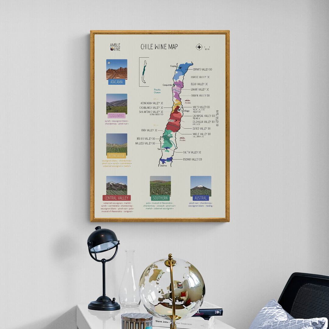 chile wine map poster amble wine coquimbo atacama