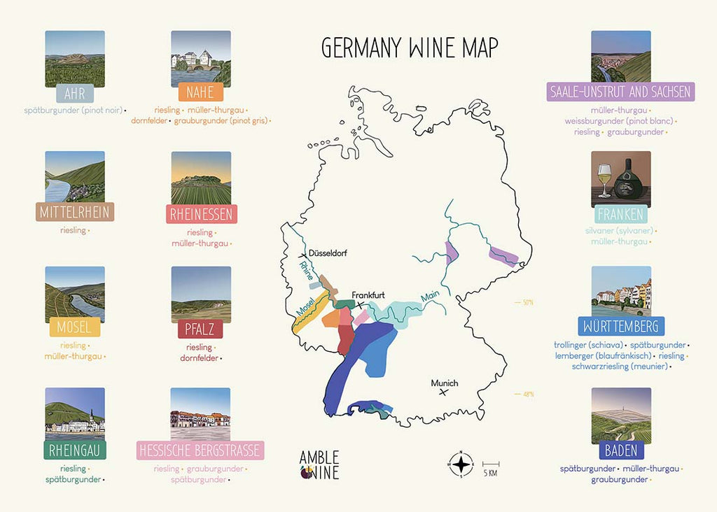 germany wine map amble wine riesling english poster