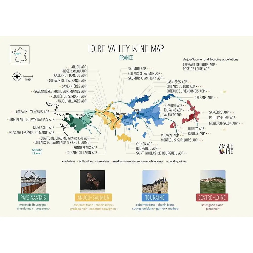 amble wine poster wine map loire valley touraine centre loire