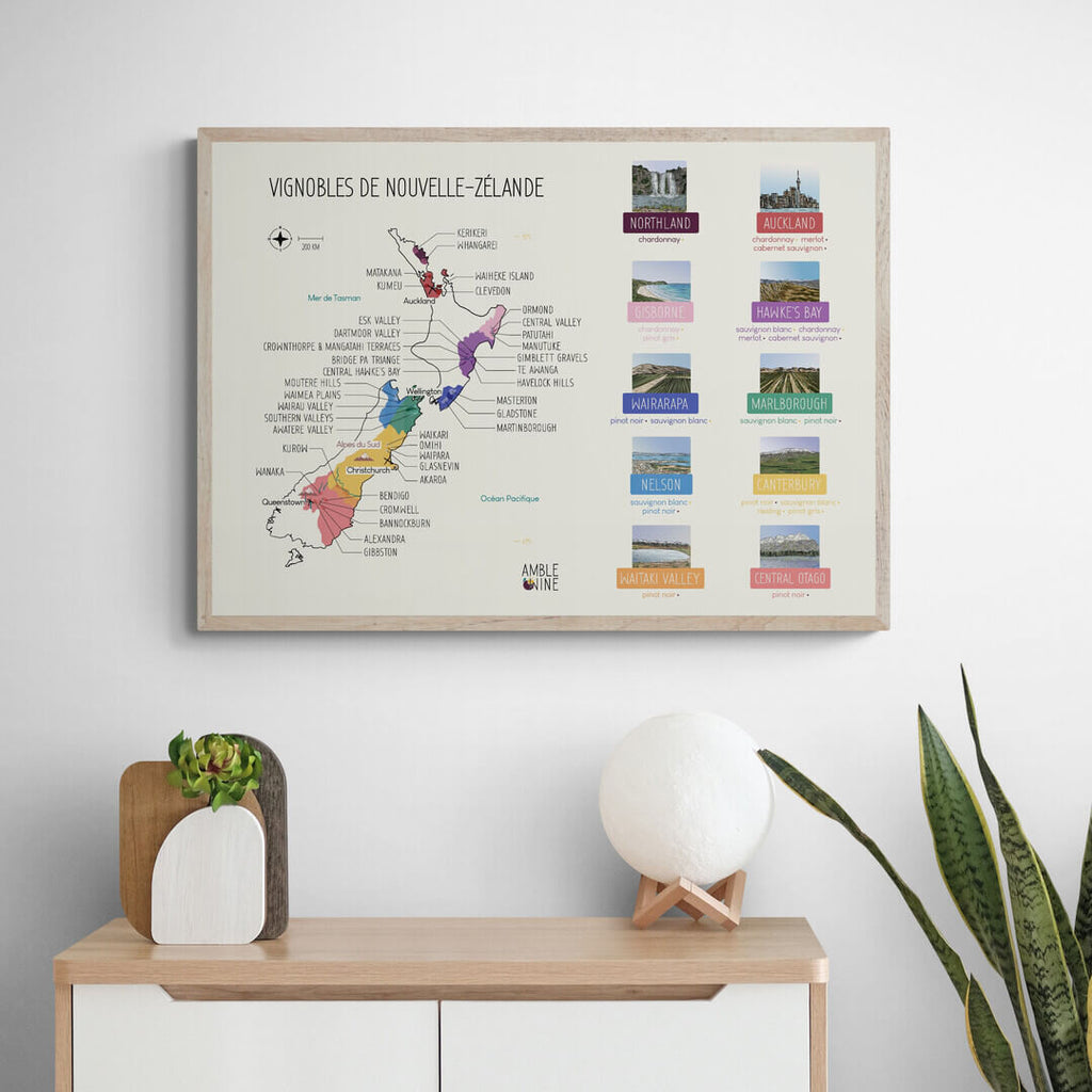 carte des vins amble wine affiche vignobles nouvelle zélande