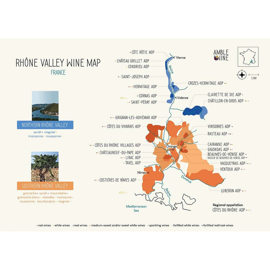 rhone wine map poster amble wine